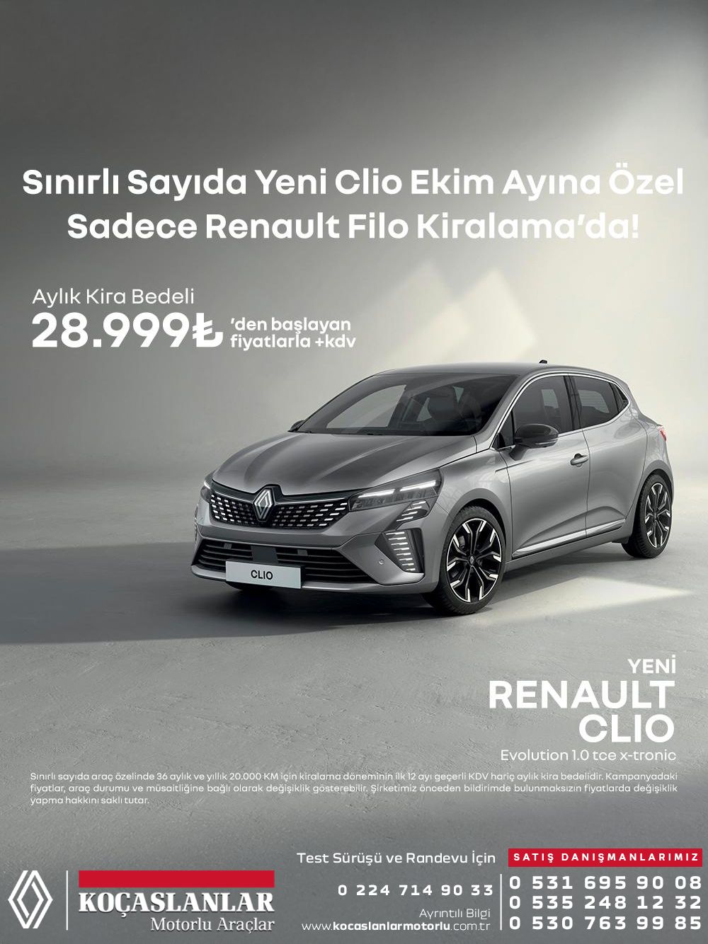 Sınırlı sayıda Yeni Renault Clio, Ekim ayına özel avantajlı fiyatlarla Renault Filo Kiralama’da!